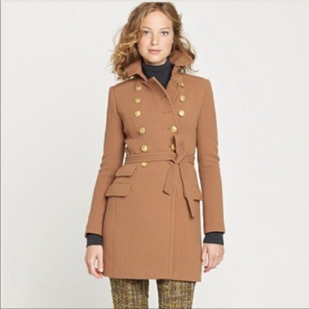 J. Crew Camel ‘Double Cloth’ Pea Coat sz 2
